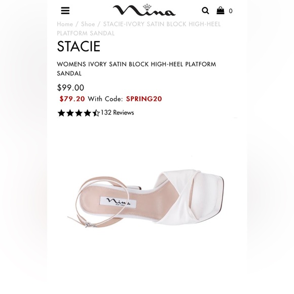 nina “stacie” block heel ivory satin platform - Picture 8 of 10